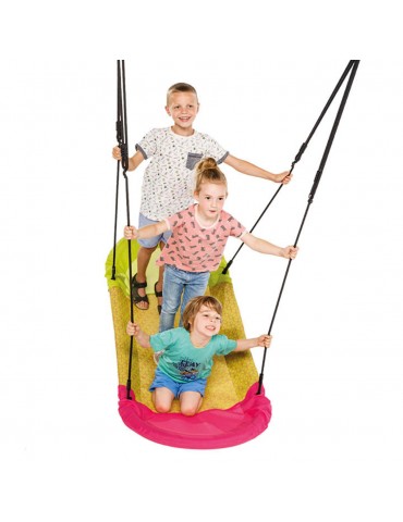 Nest Swing ‘Grandoh’ with adjustable Ropes  (sensory swing) - Lime/Pink